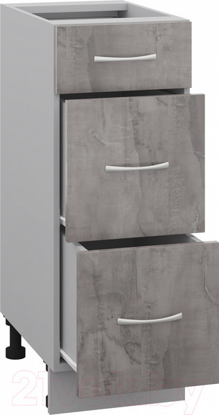 Изображение товара Шкаф-стол кухонный Кортекс-мебель Корнелия Лира НШ30р3ш без столешницы (оникс)