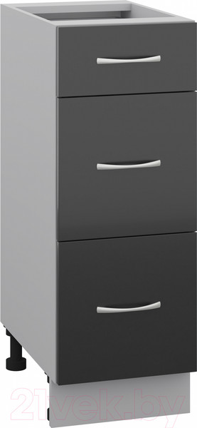 Изображение товара Шкаф-стол кухонный Кортекс-мебель Корнелия Лира НШ30р3ш без столешницы (черный)