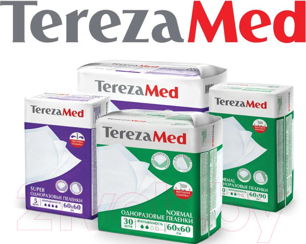 Изображение товара Набор пеленок одноразовых впитывающих Tereza Med Впитывающие Super 60x60 (5шт)