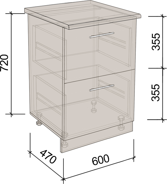 Изображение товара Шкаф-стол кухонный Артём-Мебель 600мм СН-114.16-Ш (ДСП дуб крафт белый)