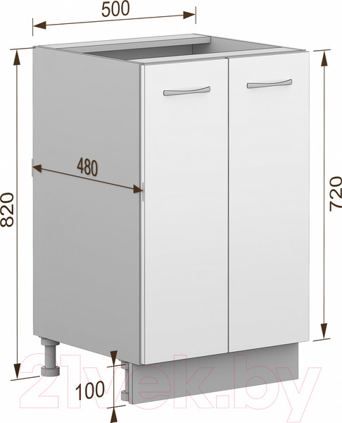 Изображение товара Шкаф-стол кухонный Кортекс-мебель Корнелия Лира НШ50р без столешницы (венге)