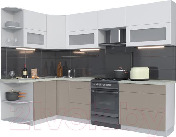 Изображение товара Кухонный гарнитур Интерлиния Мила Матте 1.5x2.8 Б левая (белый/луна/опал светлый)