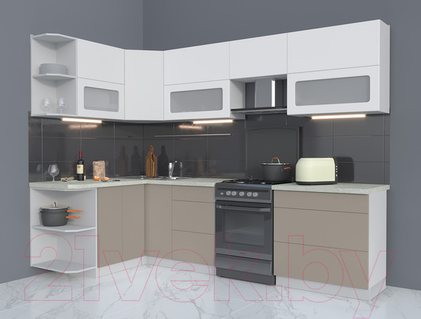 Изображение товара Кухонный гарнитур Интерлиния Мила Матте 1.5x2.8 Б левая (белый/луна/опал светлый)