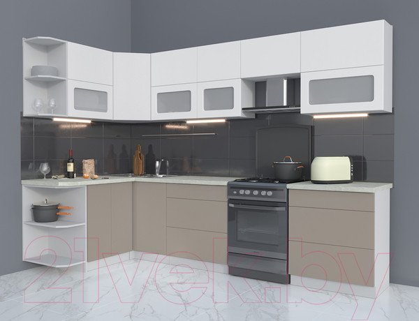 Изображение товара Кухонный гарнитур Интерлиния Мила Матте 1.5x3.0 Б левая (белый/луна/опал светлый)