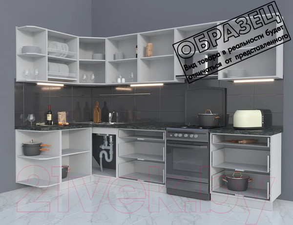 Изображение товара Кухонный гарнитур Интерлиния Мила Матте 1.5x3.1 Б левая (белый/луна/опал светлый)