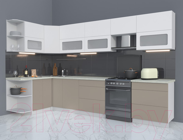 Изображение товара Кухонный гарнитур Интерлиния Мила Матте 1.5x3.4 Б левая (белый/луна/опал светлый)