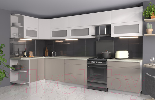 Изображение товара Кухонный гарнитур Интерлиния Мила Матте 1.5x3.6 Б левая (белый/луна/опал светлый)