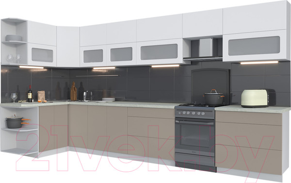 Изображение товара Кухонный гарнитур Интерлиния Мила Матте 1.5x4.0 Б левая (белый/луна/опал светлый)