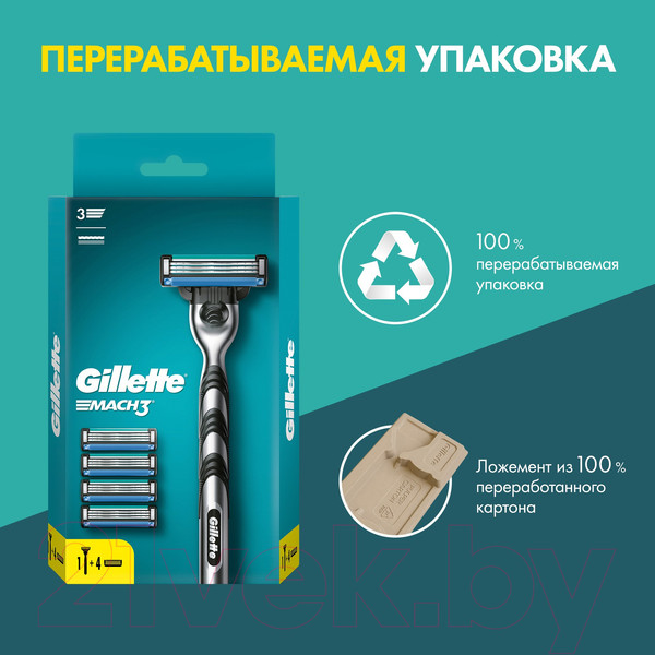 Изображение товара Бритвенный станок Gillette Mach3  (+ 3 кассеты)