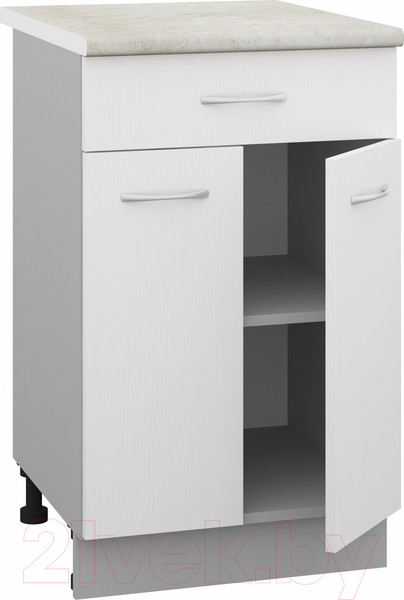 Изображение товара Шкаф-стол кухонный Кортекс-мебель Корнелия Лира НШ50р1ш (белый/королевский опал)
