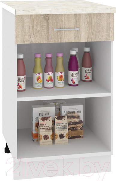 Изображение товара Шкаф-стол кухонный Кортекс-мебель Корнелия Лира НШ50р1ш (дуб сонома/королевский опал)