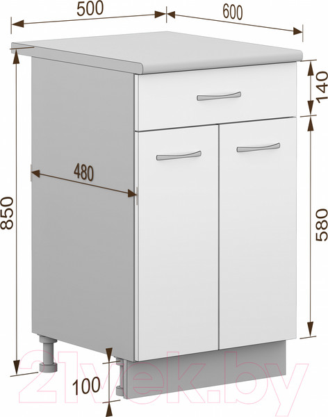 Изображение товара Шкаф-стол кухонный Кортекс-мебель Корнелия Лира НШ50р1ш (дуб сонома/мадрид)