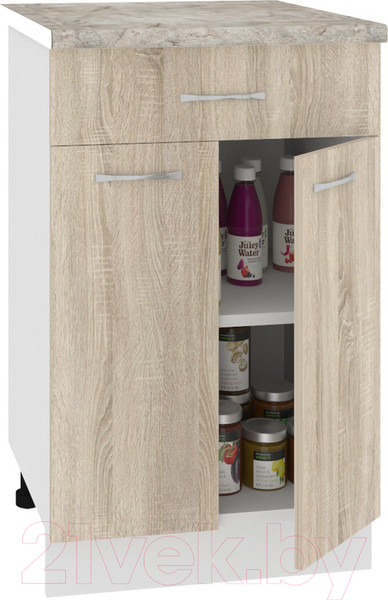 Изображение товара Шкаф-стол кухонный Кортекс-мебель Корнелия Лира НШ50р1ш (дуб сонома/марсель)