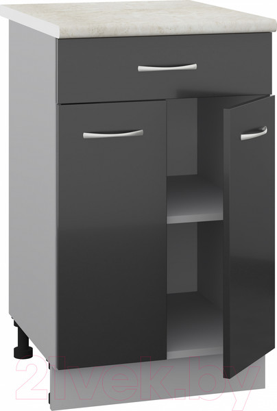 Изображение товара Шкаф-стол кухонный Кортекс-мебель Корнелия Лира НШ50р1ш (черный/королевский опал)