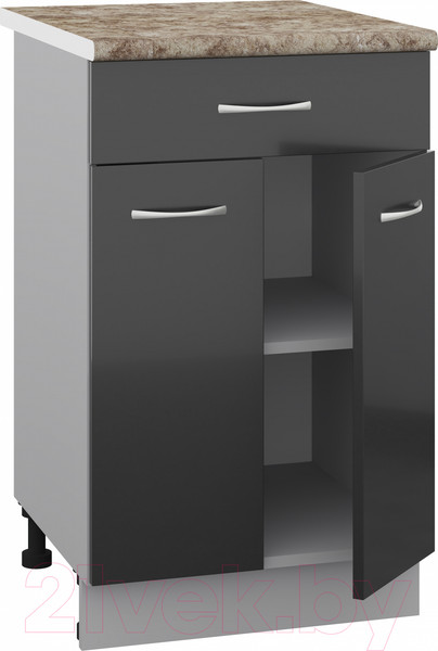 Изображение товара Шкаф-стол кухонный Кортекс-мебель Корнелия Лира НШ50р1ш (черный/мадрид)