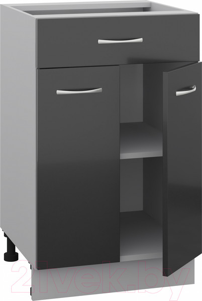 Изображение товара Шкаф-стол кухонный Кортекс-мебель Корнелия Лира НШ50р1ш без столешницы (черный)