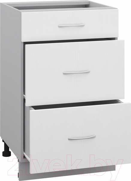 Изображение товара Шкаф-стол кухонный Кортекс-мебель Корнелия Лира НШ50р3ш без столешницы (белый)