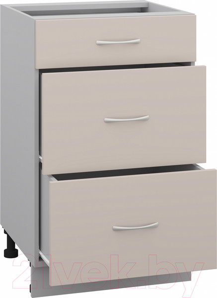 Изображение товара Шкаф-стол кухонный Кортекс-мебель Корнелия Лира НШ50р3ш без столешницы (капучино)