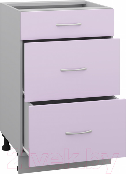 Изображение товара Шкаф-стол кухонный Кортекс-мебель Корнелия Лира НШ50р3ш без столешницы (сирень)