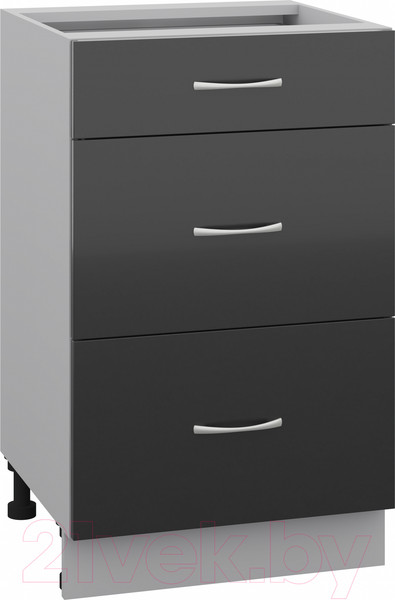 Изображение товара Шкаф-стол кухонный Кортекс-мебель Корнелия Лира НШ50р3ш без столешницы (черный)