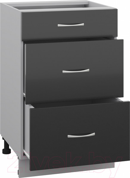 Изображение товара Шкаф-стол кухонный Кортекс-мебель Корнелия Лира НШ50р3ш без столешницы (черный)