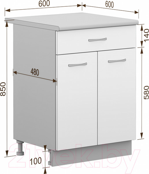 Изображение товара Шкаф-стол кухонный Кортекс-мебель Корнелия Лира НШ60р1ш (венге/мадрид)