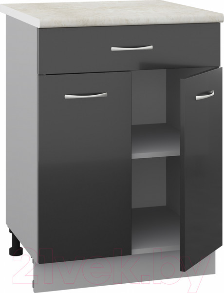 Изображение товара Шкаф-стол кухонный Кортекс-мебель Корнелия Лира НШ60р1ш (черный/королевский опал)