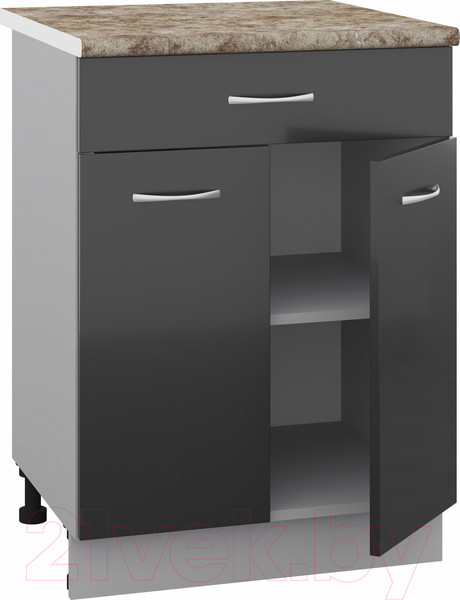 Изображение товара Шкаф-стол кухонный Кортекс-мебель Корнелия Лира НШ60р1ш (черный/мадрид)