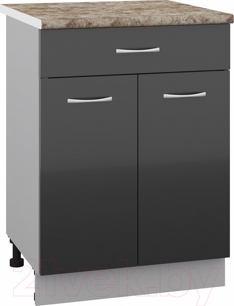 Изображение товара Шкаф-стол кухонный Кортекс-мебель Корнелия Лира НШ60р1ш (черный/мадрид)