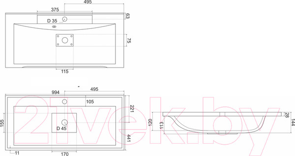 Изображение товара Умывальник Marko Комфорт 100