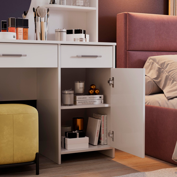 Изображение товара Туалетный столик с зеркалом ТриЯ Эвита (белый глянец)