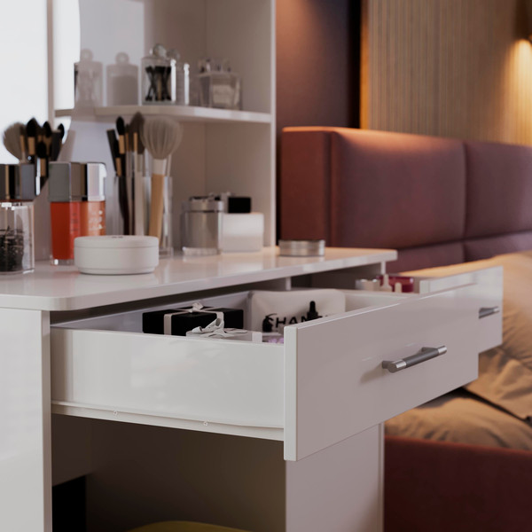 Изображение товара Туалетный столик с зеркалом ТриЯ Эвита (белый глянец)