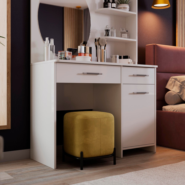 Изображение товара Туалетный столик с зеркалом ТриЯ Эвита (белый глянец)