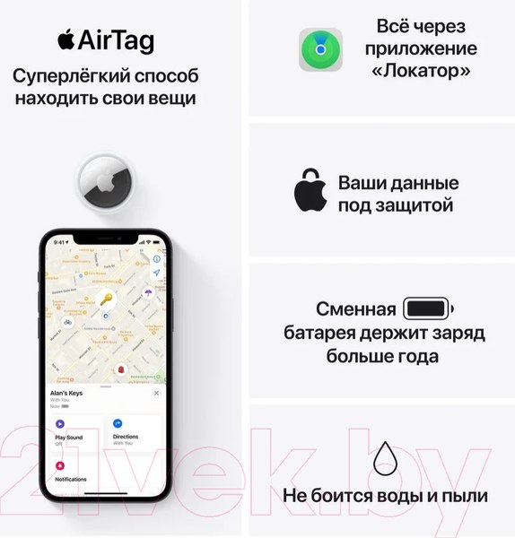 Изображение товара Беспроводная метка-трекер Apple AirTag / MX542 (4шт)