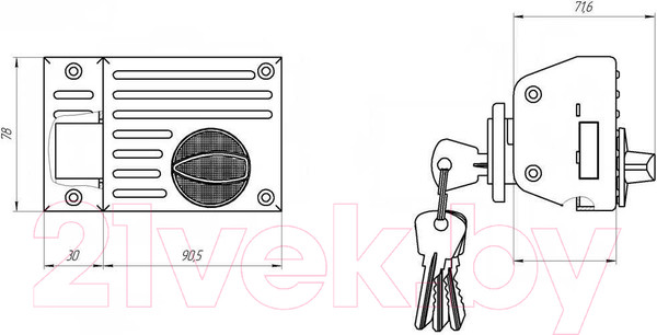 Изображение товара Замок накладной Зенит ЗН1-2.1 (серебристый)