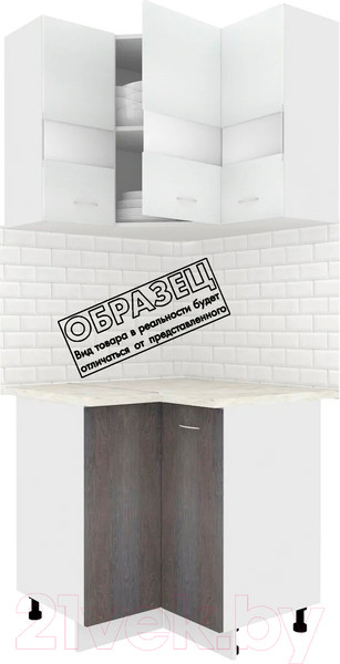 Изображение товара Комплект кухонных модулей Кортекс-мебель Корнелия Экстра угловой (дуб сонома/королевский опал)