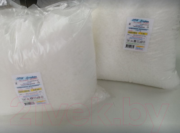 Изображение товара Наполнитель для домашнего текстиля Delford Шаровое волокно первичное ПЭ / НШП-100-05 (0.5кг)