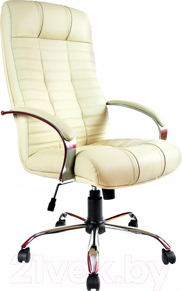 Изображение товара Кресло офисное Деловая обстановка Атлант Хром ХН кожа люкс (белый)