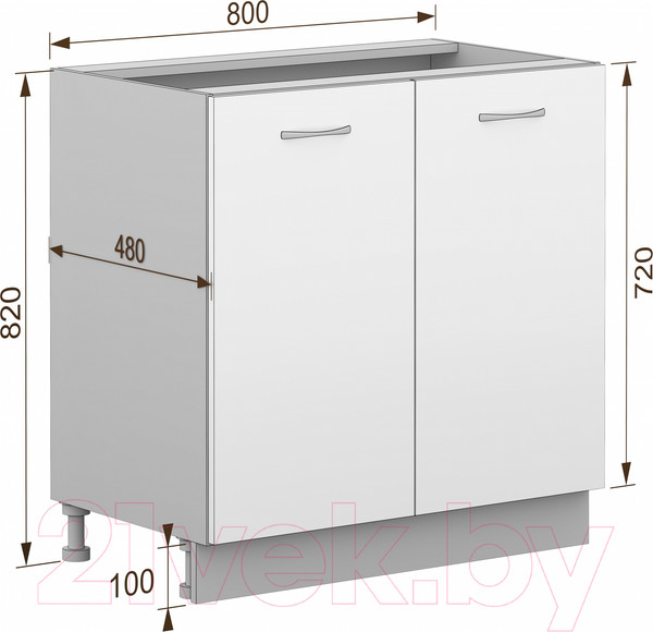 Изображение товара Шкаф-стол кухонный Кортекс-мебель Корнелия Лира НШ80р без столешницы (оникс)