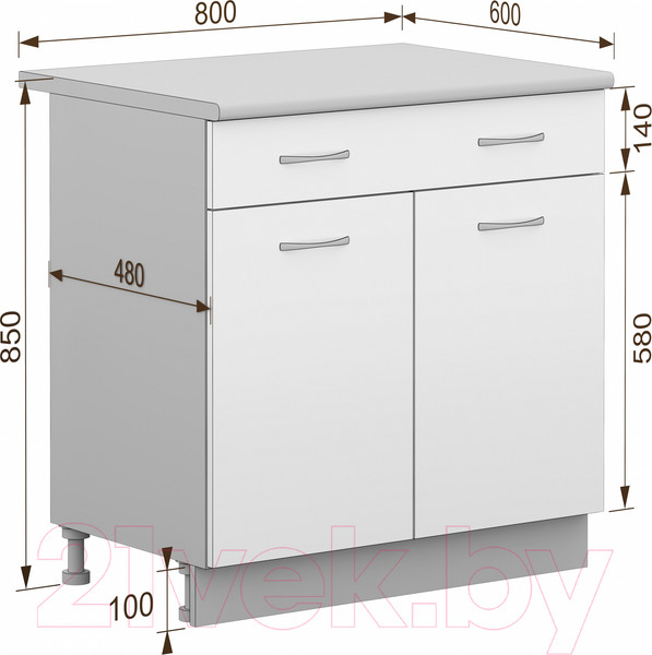 Изображение товара Шкаф-стол кухонный Кортекс-мебель Корнелия Лира НШ80р1ш (венге/марсель)