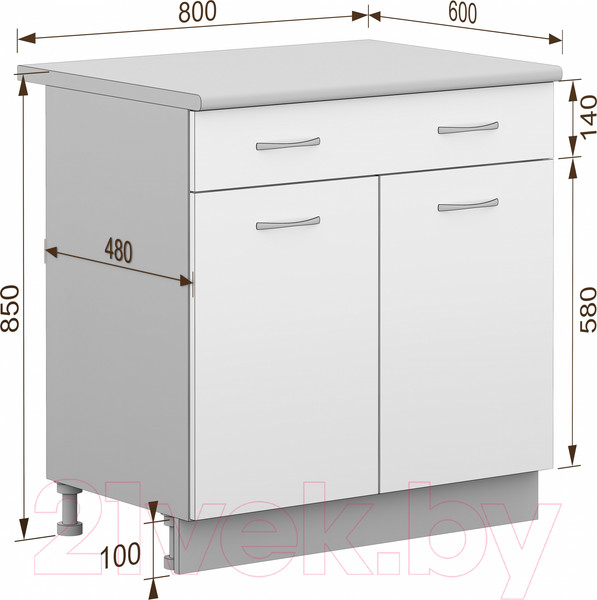 Изображение товара Шкаф-стол кухонный Кортекс-мебель Корнелия Лира НШ80р1ш (капучино/королевский опал)