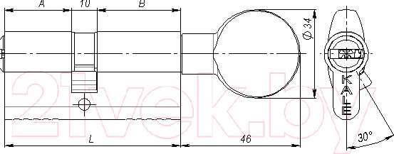Изображение товара Цилиндровый механизм замка Kale 164 BM / 164BM000164 (латунь)