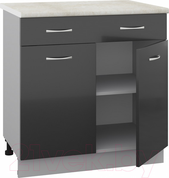 Изображение товара Шкаф-стол кухонный Кортекс-мебель Корнелия Лира НШ80р1ш (черный/королевский опал)