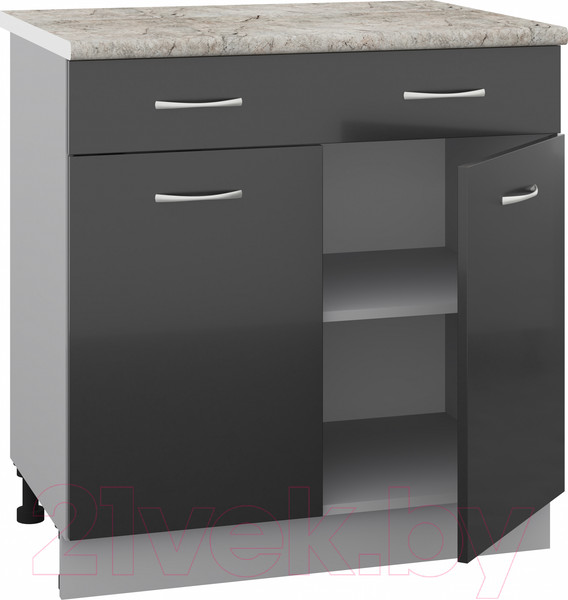 Изображение товара Шкаф-стол кухонный Кортекс-мебель Корнелия Лира НШ80р1ш (черный/марсель)