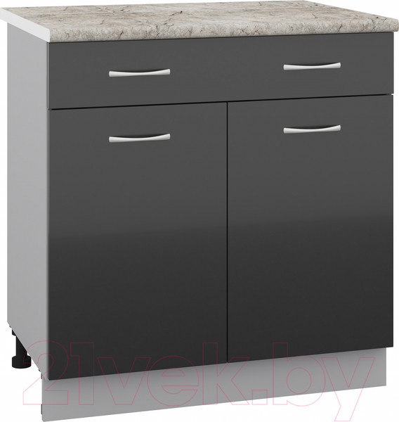 Изображение товара Шкаф-стол кухонный Кортекс-мебель Корнелия Лира НШ80р1ш (черный/марсель)