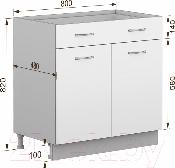 Изображение товара Шкаф-стол кухонный Кортекс-мебель Корнелия Лира НШ80р1ш без столешницы (капучино)