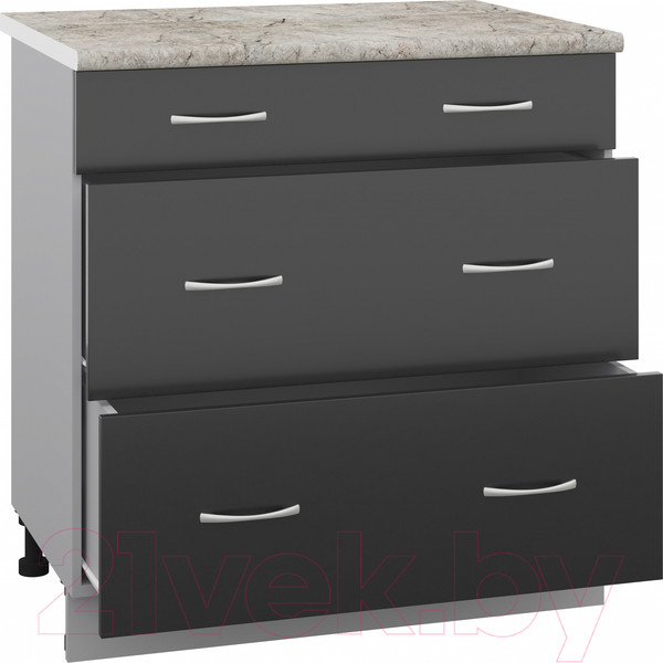 Изображение товара Шкаф-стол кухонный Кортекс-мебель Корнелия Лира НШ80р3ш (черный/марсель)