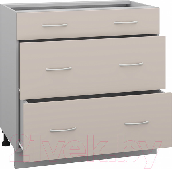 Изображение товара Шкаф-стол кухонный Кортекс-мебель Корнелия Лира НШ80р3ш без столешницы (капучино)