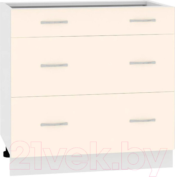 Изображение товара Шкаф-стол кухонный Кортекс-мебель Корнелия Лира НШ80р3ш без столешницы (кремовый)