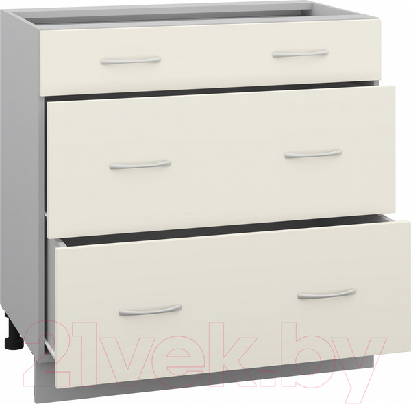 Изображение товара Шкаф-стол кухонный Кортекс-мебель Корнелия Лира НШ80р3ш без столешницы (кремовый)